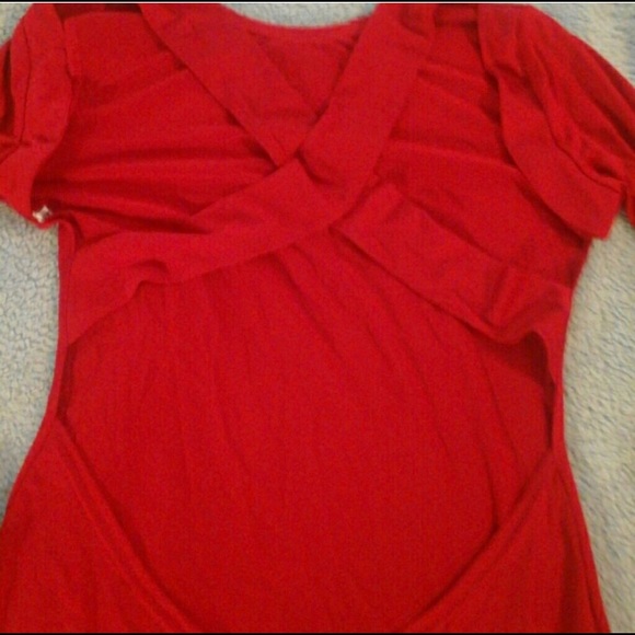 Cross cross open back red dress - Picture 2 of 2